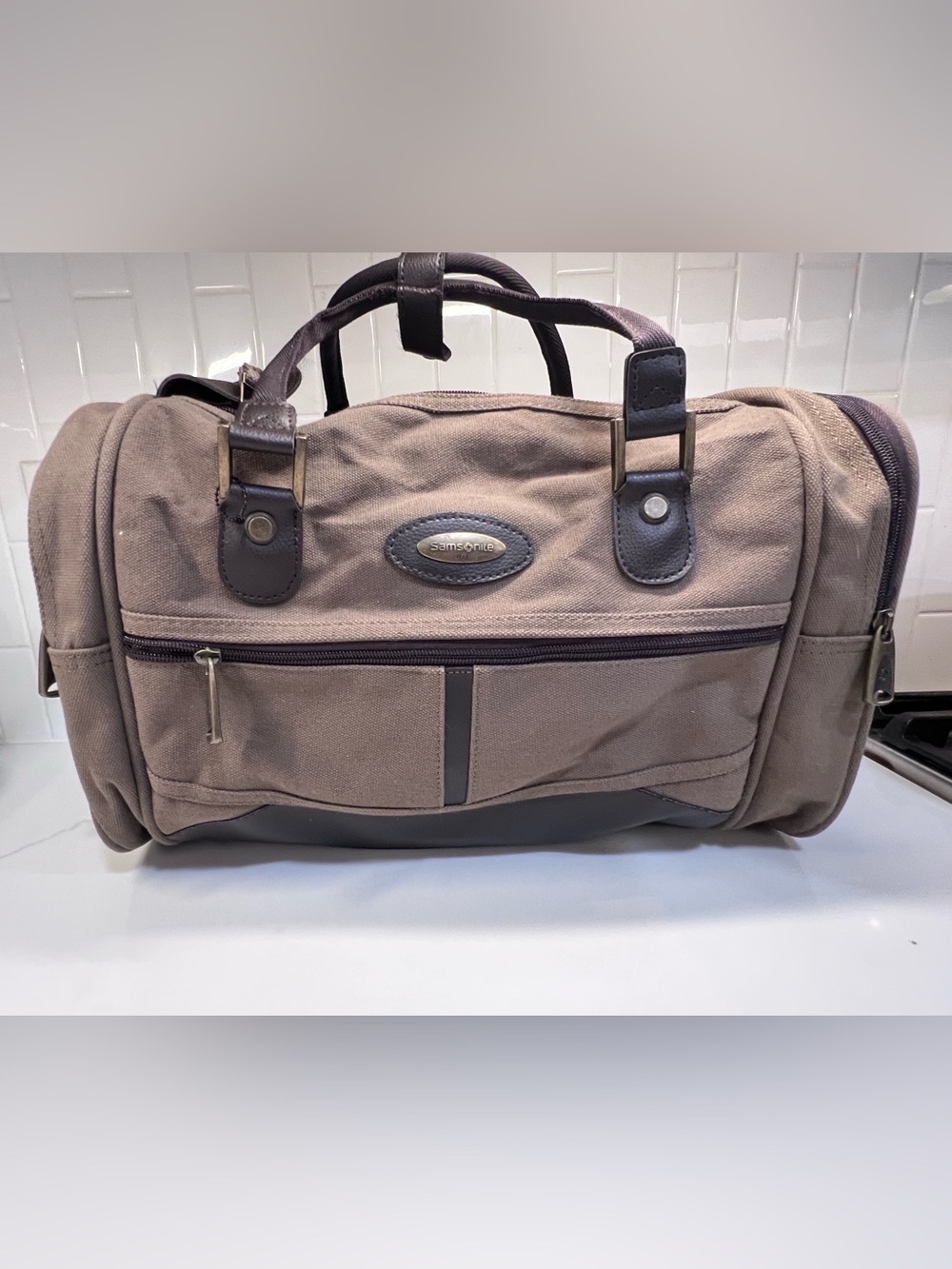 Samsonite Brown Canvas Duffel Bag Carry-On Travel Weekender